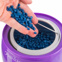 Set aparat incalzire ceara cu perle de ceara si spatule, mov, BH066